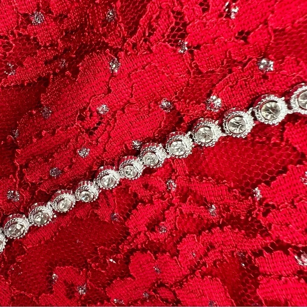 Speechless Girls Plus Size 20.5 Red Party Dress Rhinestone Sleeveless Tie XXL - Picture 5 of 7